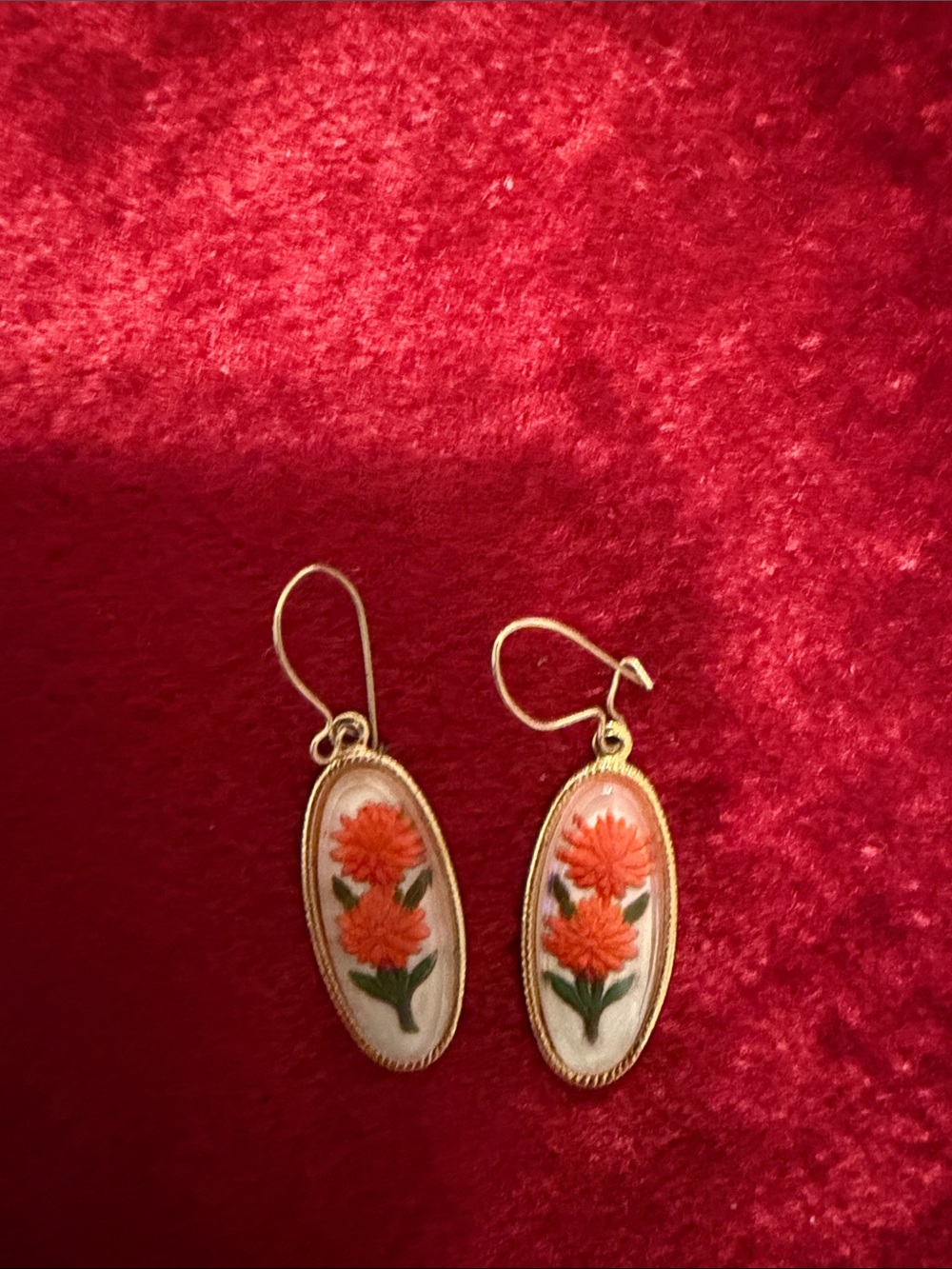 Vintage Handcrafted Orange Floral Drop Earrings - Women Jewelry